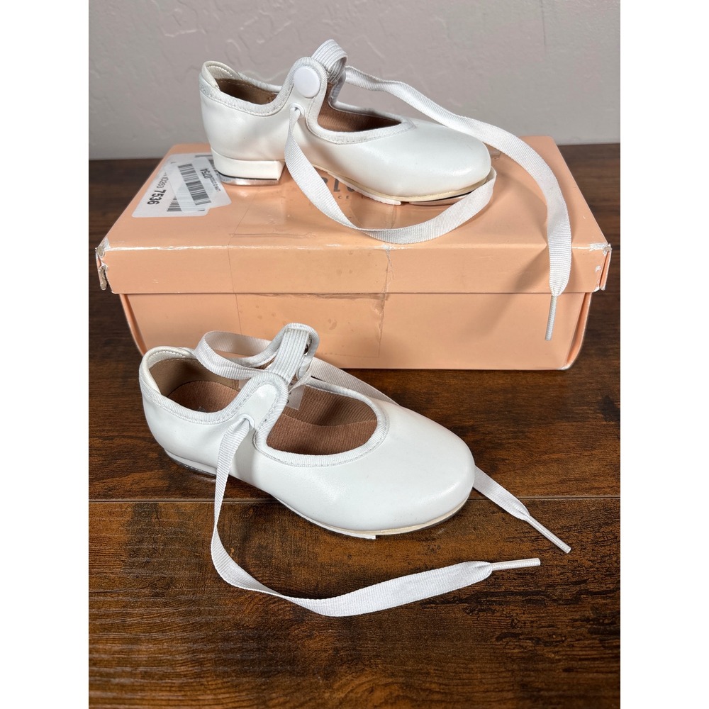 Bloch Annie Tyette White Tap Shoes S0350T Girls Kids Size 6M Mary Jane Ribbon